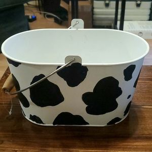 Cow Hide Print Bucket Decor